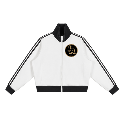 LA Stripe Fleece Cropped Track Jacket