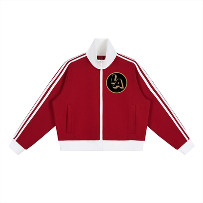 LA Stripe Fleece Cropped Track Jacket